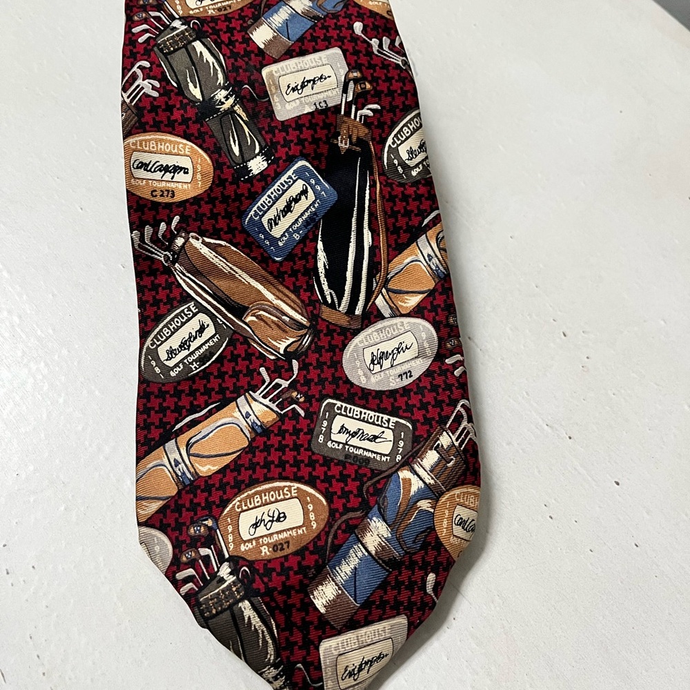 Roundtree & Yorke Golf Themed Mens Necktie Silk Novelty Tie Golf Bags Dillards